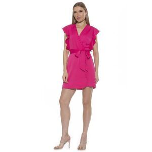 Alexia Admor NWT Pink Maia Mini Wrap Dress Belted Women’s Size 8‎ Flutter Sleeve